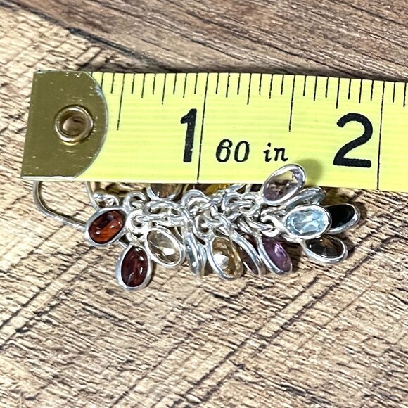 Multi Gemstone Dangling Earings in Sterling Silver 925 - Picture 3 of 3